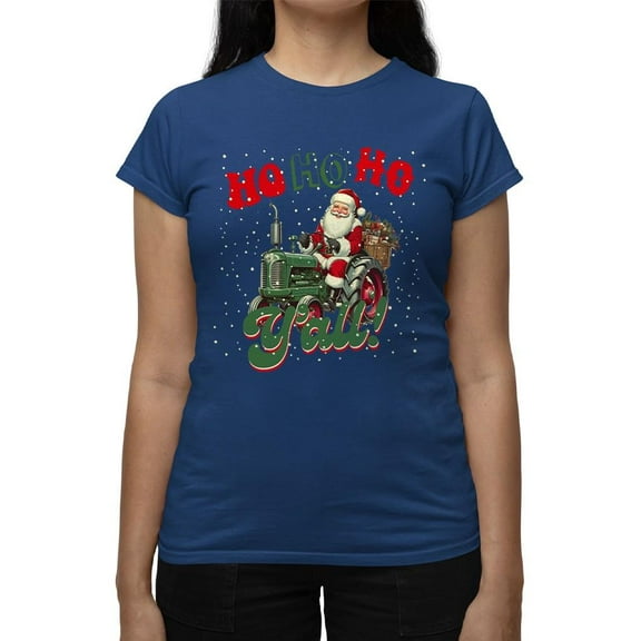 Ho Ho Ho Y'all - Santa Tractor Xmas Tee T-shirt Women's