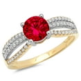 thumbnail image 2 of 1.27 ct Round Cut Simulated Ruby Solitaire with Accents Engagement Ring for Women in 14K Yellow/White Gold, 2 of 2