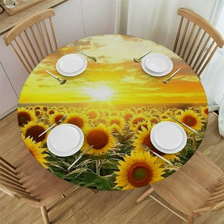 

Palnkart Sunflowers Round Tablecloth Stain-Resistant and Washable for Indoor Outdoor Restaurants Weddings Parties - Ideal Table Cover for Home Kitchen Holiday Dinner - Various Sizes Available 46 -50