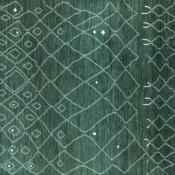 Ahgly Company Indoor Square Oriental Turquoise Blue Industrial Area Rugs, 5' Square