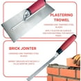 thumbnail image 5 of Wedge: 5 Piece Professional Masonry Trowel Set  Tempered Steel Blades  Contains 13" Brick Jointer, 6" Pointing Trowel, 7" Gauging Trowel, 11" Brick Trowel, 11" Plastering Trowel, 5 of 6