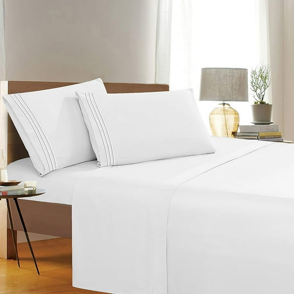 Super Soft 1500 Series Sheet Set - Deep Pocket, Wrinkle & Fade Resistant, Queen, White