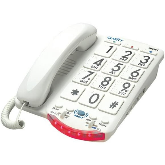 Clarity 76557.101 Téléphone Amplifié avec Numéros Talk-Back&44; Boutons Blancs