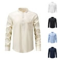 thumbnail image 2 of Fengactive Men's Casual Button-Down Shirts Long Sleeve Business Stand Collar Half Open Shirt, 2 of 7