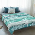 thumbnail image 4 of Teal Coastal Beach Blanket Soft Cozy Warm Throw Blanket for Couch, Plush Fuzzy Flannel Fleece Blankets for Sofa, Nautical Starfish Coral Vintage Wooden Bed Blankets Lightweight Gifts for Men, 40"x50", 4 of 9