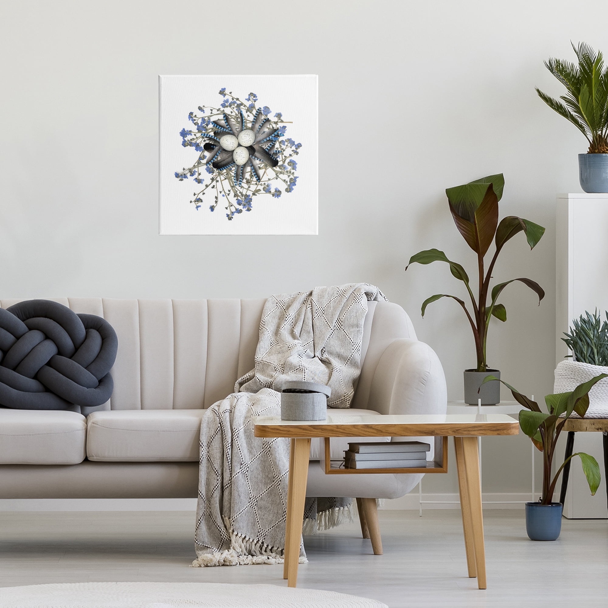 Stupell Industries Feathered Nest & Blue Florals Canvas Wall Art, design by Beth Adoette