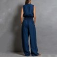 thumbnail image 4 of Women's Sleeveless Jumpsuit, Summer Solid Color With Round Neck & Zipper, Casual One-Piece For Minimalist Style Blue 3XL, 4 of 5