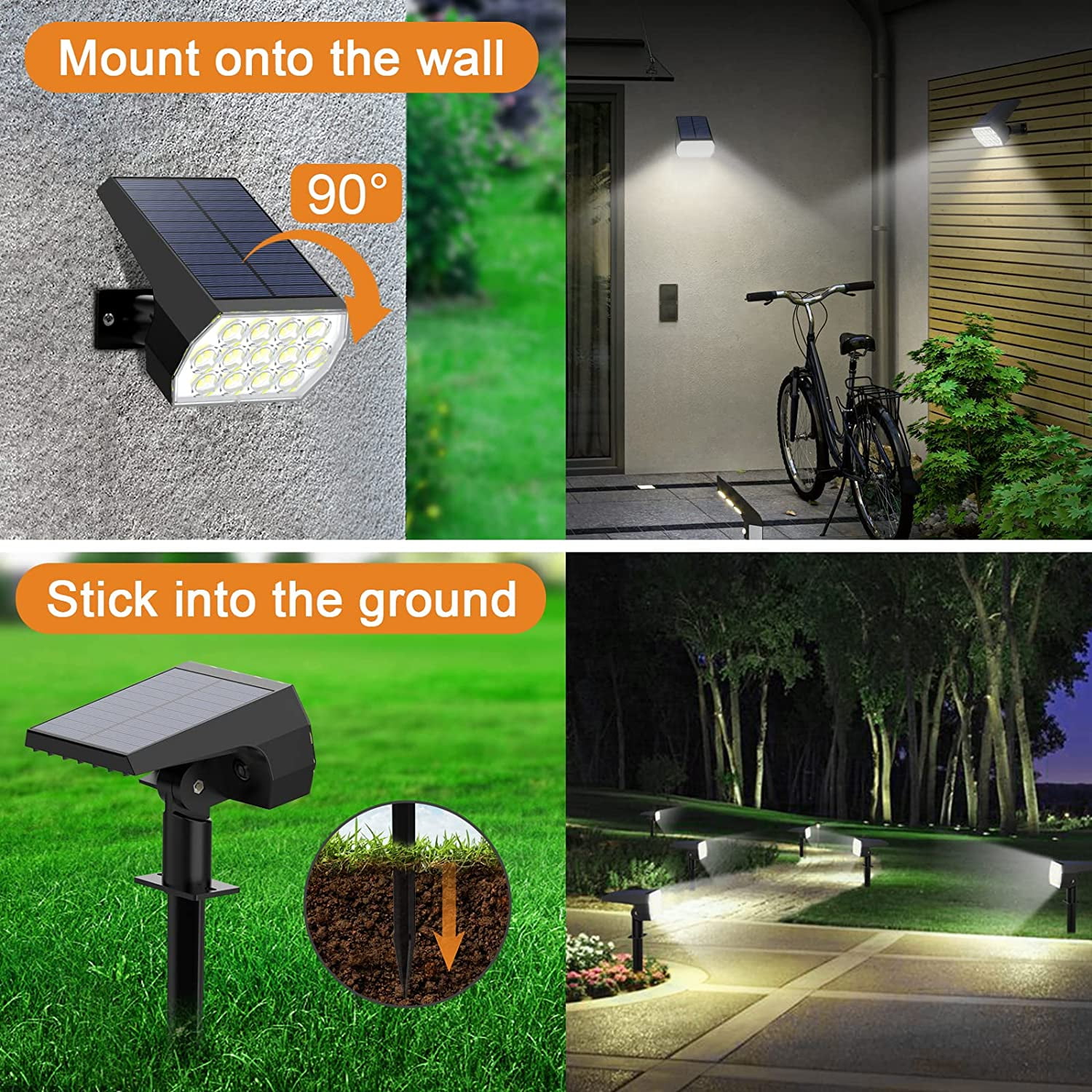 Solar Spot Lights Outdoor, [6 Pack/65 LED/3 Modes] Landscape Spotlights, Powered Christmas Halloween Lights, IP68 Waterproof Wall for Walkway Yard Garden Driveway(Cool White)