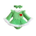 thumbnail image 1 of Vestido De Mono De Ropa NavideñA Para NiñAs, Mono En Forma De CorazóN + Correa De Lazo, 1 of 4