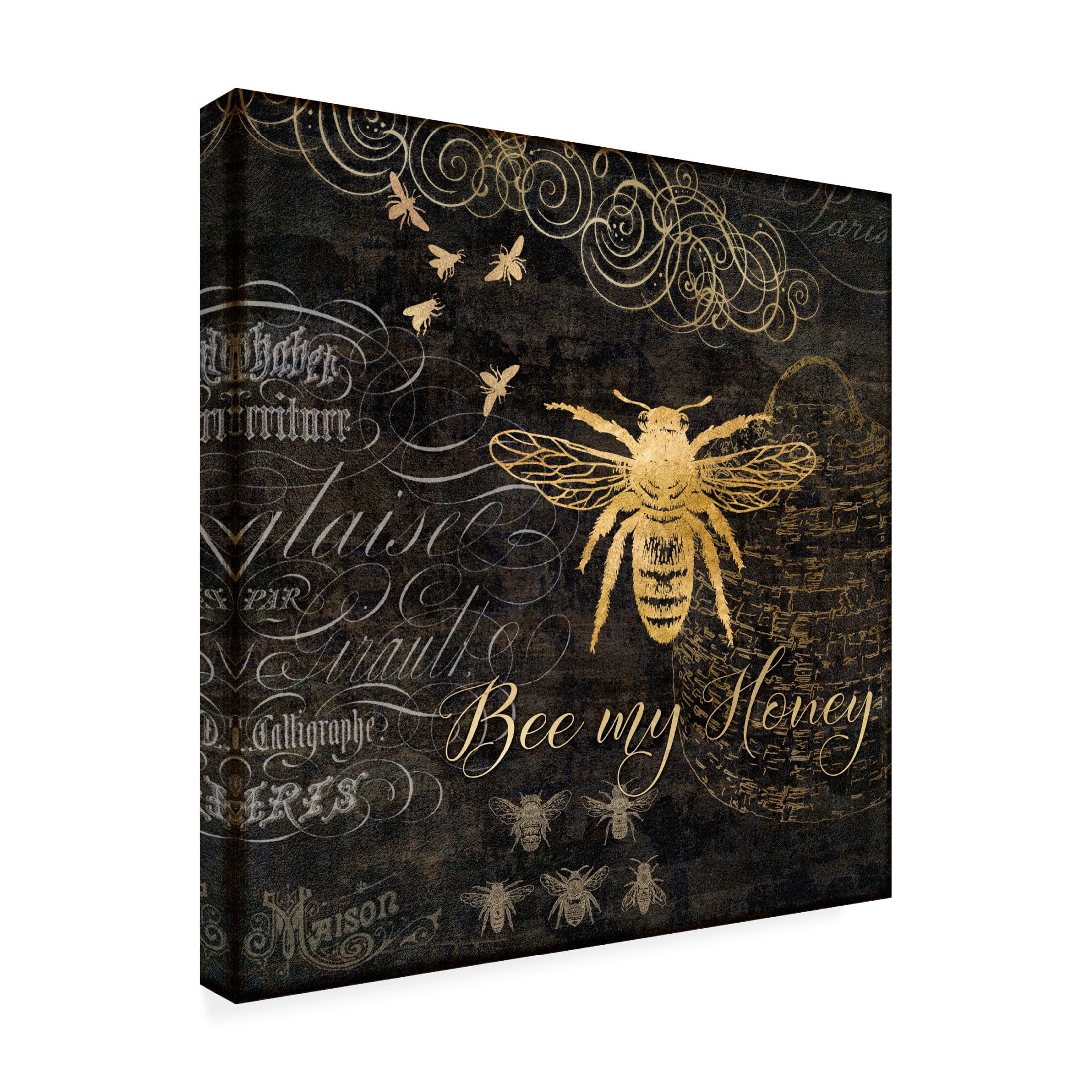 Canvas Wall Art - Cora Niele 'Bee my Honey' Wall Art for Living Room, Bedroom, or Office Décor by Trademark Fine Art - 35 x 35 Inches