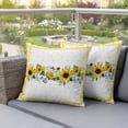 thumbnail image 3 of Yellow Sunflowers Floral Outdoor Pillow Covers Pack of 2 Pastoral Wildflowers Leaf Yellow Plaid Waterproof Throw Pillow Covers Decorative Cushion Cases for Patio Garden Tent Balcony Couch 18x18 inch, 3 of 9