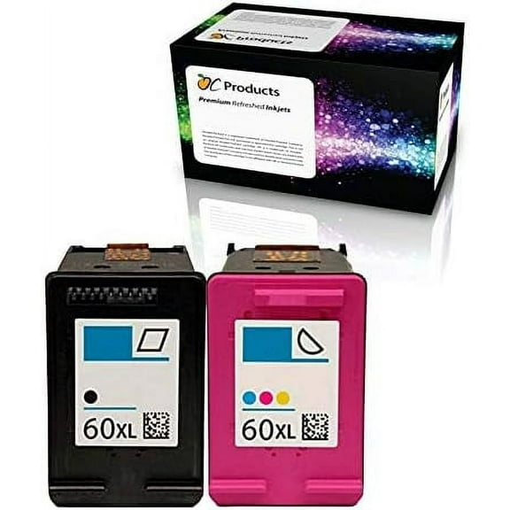 Compatible Ink Cartridge OCHP60XL2PK for Envy 120 114 Deskjet F4480 F4210 D1660 F4400 Printers (1 Black 1 Color)