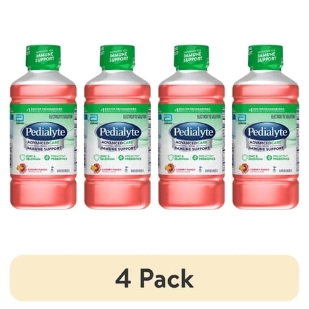 (4 pack) Pedialyte AdvancedCare Electrolyte Drink, Cherry Punch, 1 Liter