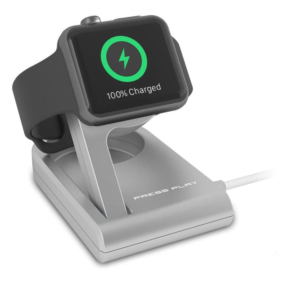 Press Play Apple Watch Charger apple Certified One Dock Solo Built in Original Magnetic Charging Puck Cable Adjustable Stand for 38mm 42mm Apple Watch Series 1 2 3 Silver Walmart