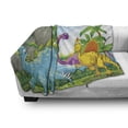 thumbnail image 2 of Jurassic Soft Flannel Fleece Blanket, Dinosaurs Living in the Jungle Illustration Palm Trees Lakeside Stones Fun Artwork, Cozy Plush for Indoor and Outdoor Use, 60" x 80", Multicolor, by Ambesonne, 2 of 5