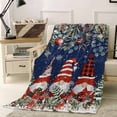 thumbnail image 2 of Christmas Tree Gnomes Throw Flannel Blanket 32x48In Winter Snowflake Eucalyptus Leaves Navy Super Soft Cozy Bed Blanket, Lightweight Plush Fuzzy Bed Throw for Bedroom Sofa Couch Living Room, 2 of 4