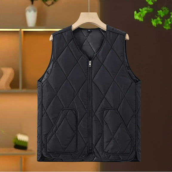 Womens Lightweight Quilted Puffer Vests Padded Zip up Sleeveless Jacket Oversized Waistcoat Outerwear with Pockets New Womens Vests Trendy Lightweight Black XXL