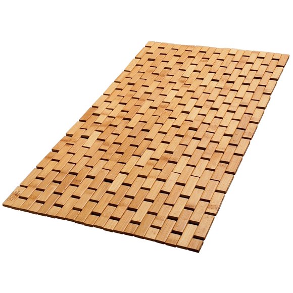 Alfombra de baño de bambú ZPirates, tamaño grande, 86 x 46 x 1 cm, plegable, madera