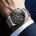 thumbnail image 5 of OLEVS Watches for Men, Mens Watches Quartz Silver Stainless Steel Waterproof Luminous Business Calendar Wrist Watch reloj para hombre Black Dial, 5 of 12
