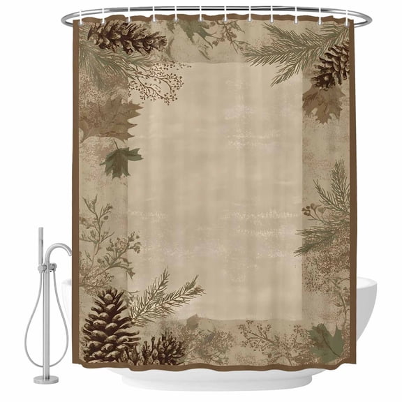 54x78 Inch Shower Curtain Decorative Fall Forest Pine Bathtub Bath Curtains Fabric Waterproof Bathroom Decor, Autumn Vintage Pine Cones Botanical Small Stall Shower Curtain Set with 12 Hooks