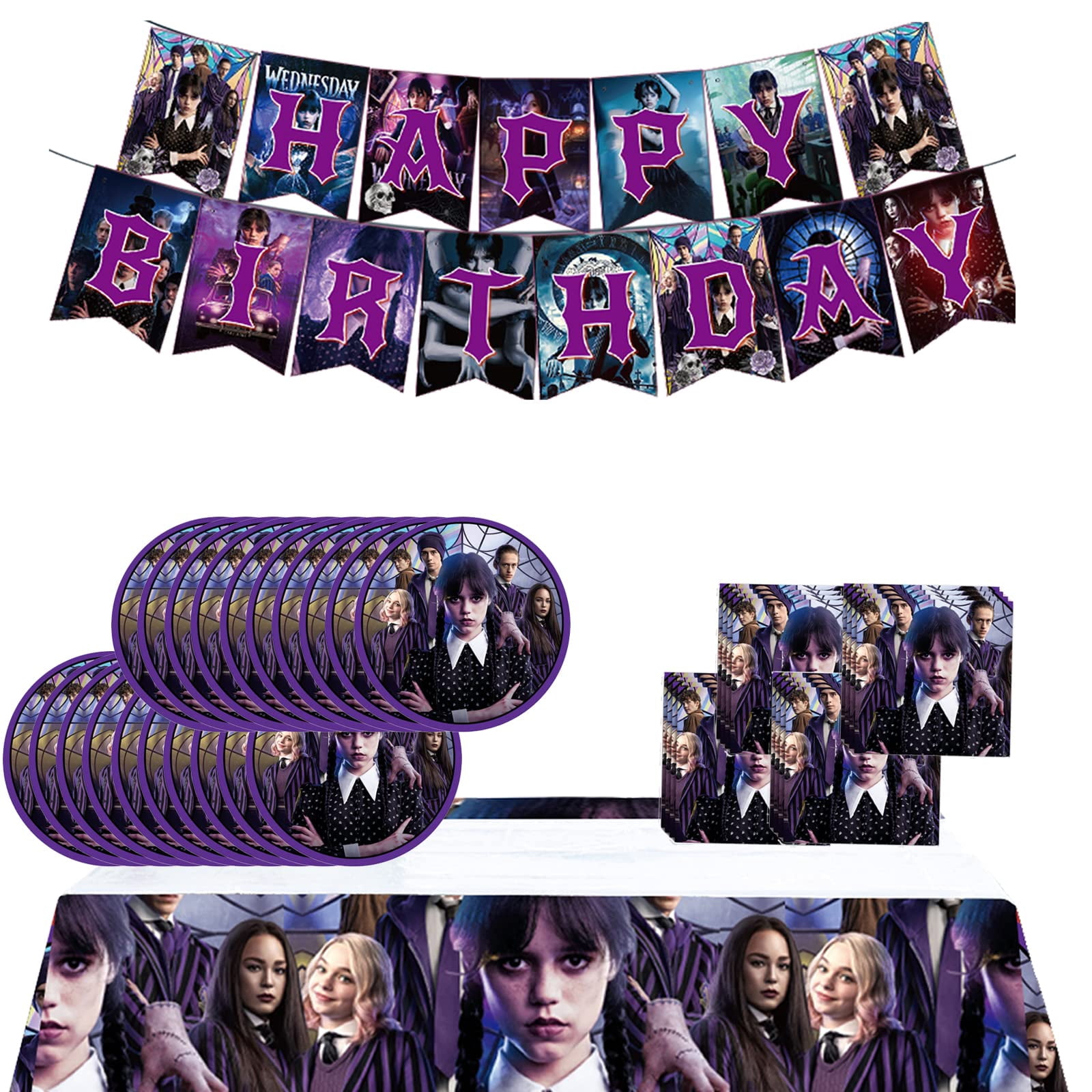 Wednesday Addams Birthday Party Supplies42pcs Wednesday Movie Tableware Party Supplies Includes