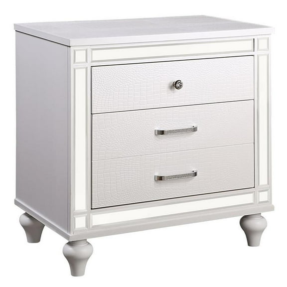 Furniture of America Xulu Contemporary Solid Wood 2-Drawer Nightstand in White