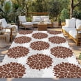 thumbnail image 2 of Brown Dahlia Outdoor Rug 4x6 Ft - Reversible Patio Rug Outdoor Camping Rugs, Vintage Abstract Grey Flowers Floral Washable Indoor Outdoor Area Rugs, Non-Slip Outdoor Carpet Runner for Deck/Porch, 2 of 8