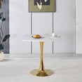 thumbnail image 2 of Euroco 31.5" Small Square Dinning Table for 2 ,Mid-Century Tulip Table with Metal Pedestal Base,Modern Leisure Table for Small Space Kitchen Dining Room,Golden, 2 of 7