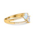 thumbnail image 4 of Yellow Tone, Simulated Cubic Zirconia Size-6 Heart Promise Ring Double Heart Created White Opal 925 Sterling Silver, 4 of 7