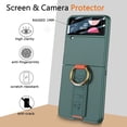 thumbnail image 5 of Compatible for Samsung Galaxy Z Flip 3 Case with Wrist Strap,Ultra Thin Matte PC Anti-Drop Wear-Resistant Built-in Glass Camera Screen Protector Case with Ring for Galaxy Z Flip 4 5G Green, 5 of 7