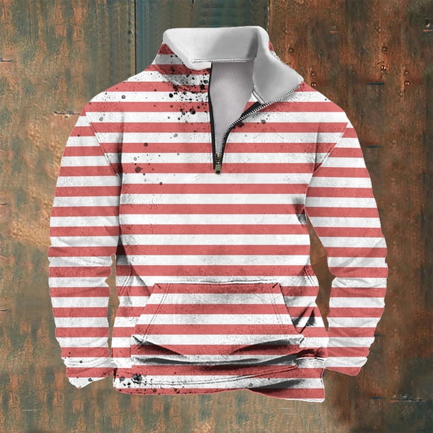 Sudadera sin capucha para hombre, informal, a la moda, con cuello alto, estampado, cremallera, jersey de manga larga, blusa de poliéster para hombre