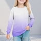 thumbnail image 1 of Cowsor Girl's Crew Neck Tie Dye Sweatshirts with No Hood Casual Color Block Long Sleeve Pullover Tops, 1 of 7