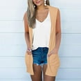 thumbnail image 2 of SEAOPEN Women's 2025 Sleeveless Cardigan Sweaters Fashion Casual Soft Knit Office Duster Vests with Cozy Pockets Beige,M, 2 of 6