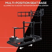 Supllueer 3060 Aluminum Racing Simulator Cockpit with Seat & Triple TV Stand Fits Logitech Thrustmaster for Fanatec and Moza