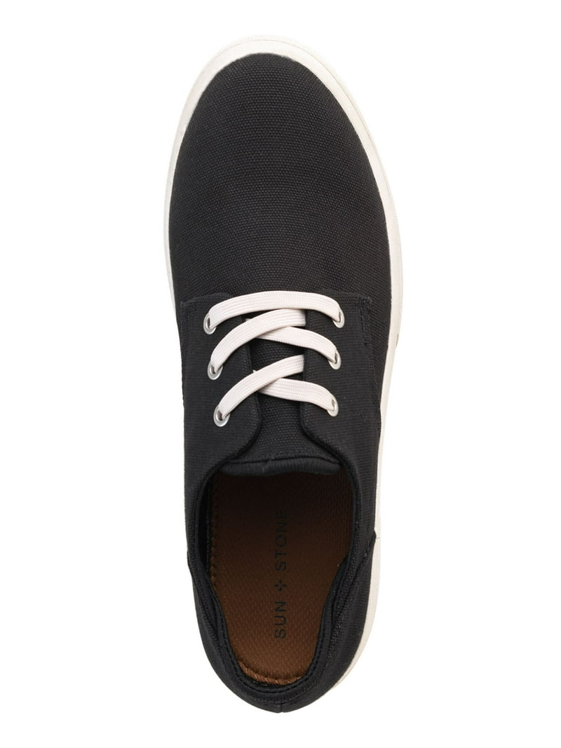 SUN STONE Mens Navy Cushioned Kiva Round Toe Lace-Up 