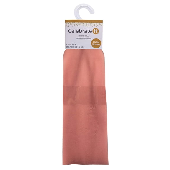 12 Packs: 50 ct. (600 total) Blush Pre-Cut Tulle Strips by Celebrate It