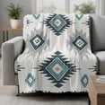 thumbnail image 2 of Turquoise Aztec Blanket Soft Cozy Warm Throw Blanket for Couch, Plush Fuzzy Flannel Fleece Blankets for Sofa, Bohemian Southwest Neutral Aesthetic Bed Blankets Lightweight Gifts for Women, 40"x50", 2 of 9