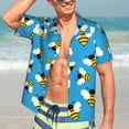thumbnail image 4 of Uemuo Flying Bees Printed Regular Fit Short Sleeve Casual Hawaiian Shirt for Men,Aloha shirt,Tropical shirt,Floral print shirt,Vacation Beach shirt-Large, 4 of 9