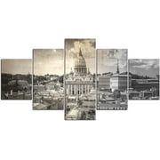 HK Studio Vintage Travel Posters Decal for Bedroom, Living Room, Apartment - 5 Pieces Vintage Room Decor - St. Peter's Basilica Room Decor Decoration Sign 8x12 Inch