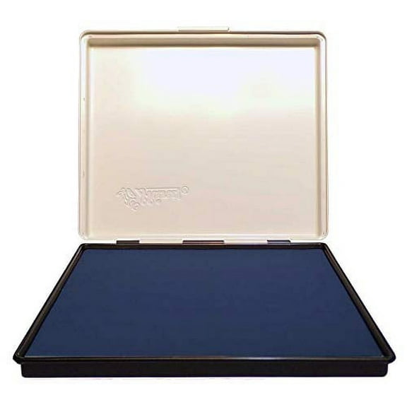 Extra Large 8" x 12" Industrial Rubber Stamp Ink Pad in Metal Case, Blue Stamp Pad