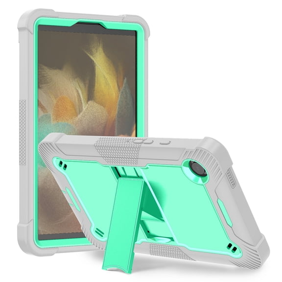DWaybox Heavy Duty Case for Samsung Galaxy Tab A11 8.7" SM-X130/X133/X135, 3-Layer Shockproof Armor Cover (Soft Silicone   Hard PC) with Kickstand -Gray   Mint Green