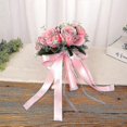 thumbnail image 2 of Wedding Artificial Flowers Bouquet Bride Bouquets Fake Rose Holding Hnad Flowers, 2 of 5