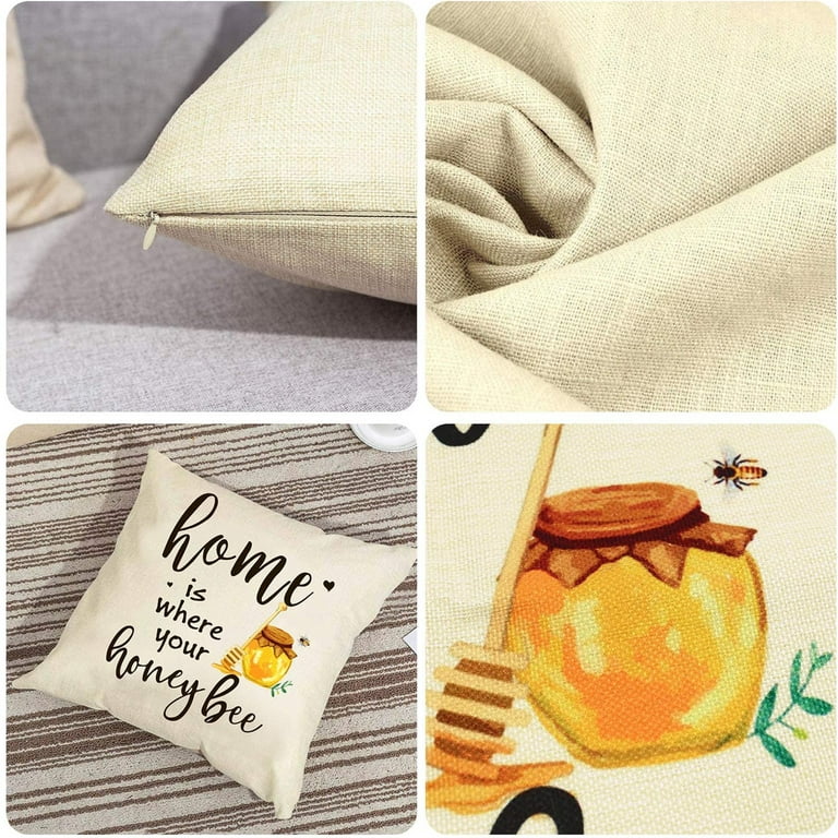 Big Decorative Pillows for Bed Honeybees Decorative Square Cushion Cover  Pillow Cases For Sofa Couch Bedroom Satin Pillowcase for Travel Pillows 