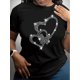 thumbnail image 2 of 1pc Women'S Sparkling Rhinestone Heart Print T-Shirt, Casual Crew Neck Short Sleeve Top, Polyester Knit Fabric, Regular Length, All-Season Fashion, 2 of 7