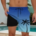 thumbnail image 2 of Ashyfjp Summer Shorts for Men,Mens Shorts Casual Gradient Print Elastic Waist Drawstring Short Pants with Pockets and Double-Layer, Blue, S, 2 of 9