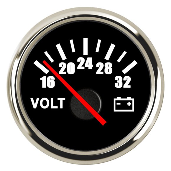 12V 24V 52mm Motor Auto Voltmeter Volt Gauge 8~32V Voltage Meter For Caravan Car Boat Motorcycle Marine Truck Accessories ,Easy to Calibrate