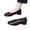black, variant on Women’s Square Toe Flats Soft Leather Slip On Shoes Comfortable Casual Dress Flats