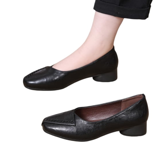 Women’s Square Toe Flats Soft Leather Slip On Shoes Comfortable Casual Dress Flats