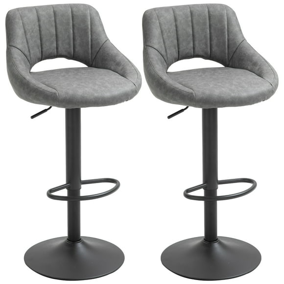 HOMCOM Bar Stools Set of 2 Swivel Adjustable Counter Height Barstools