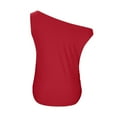 thumbnail image 6 of AherBiu Womens One-Shoulder Tops Wide Strap Sleeveless Slim Fitted Stretch Going out Tops for Women, 6 of 8